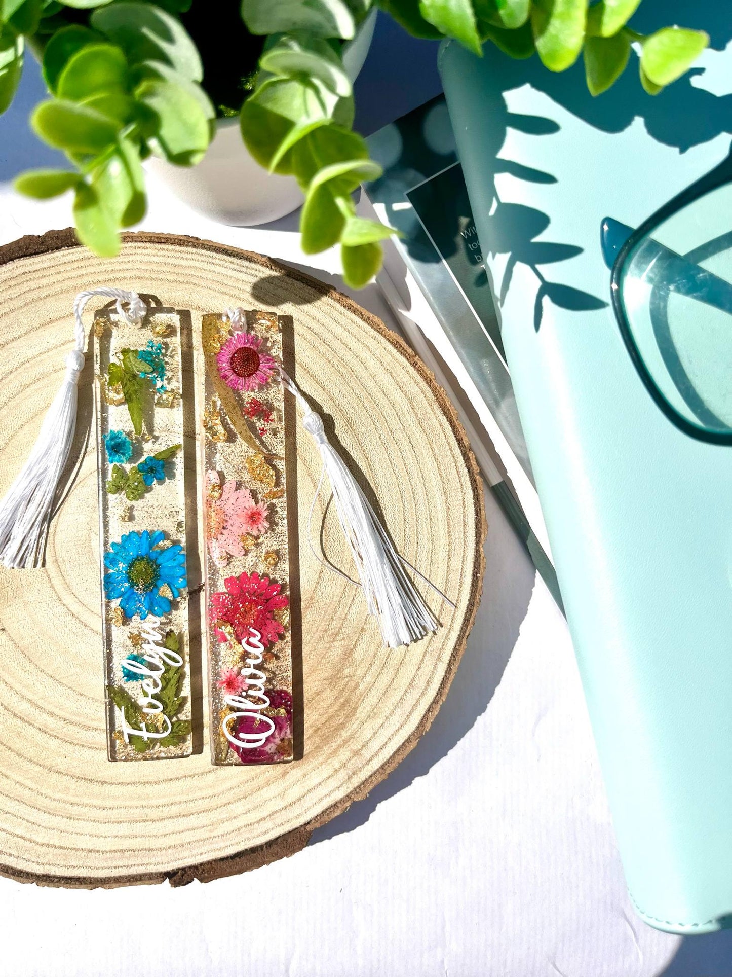 Personalised Resin Flower Bookmark