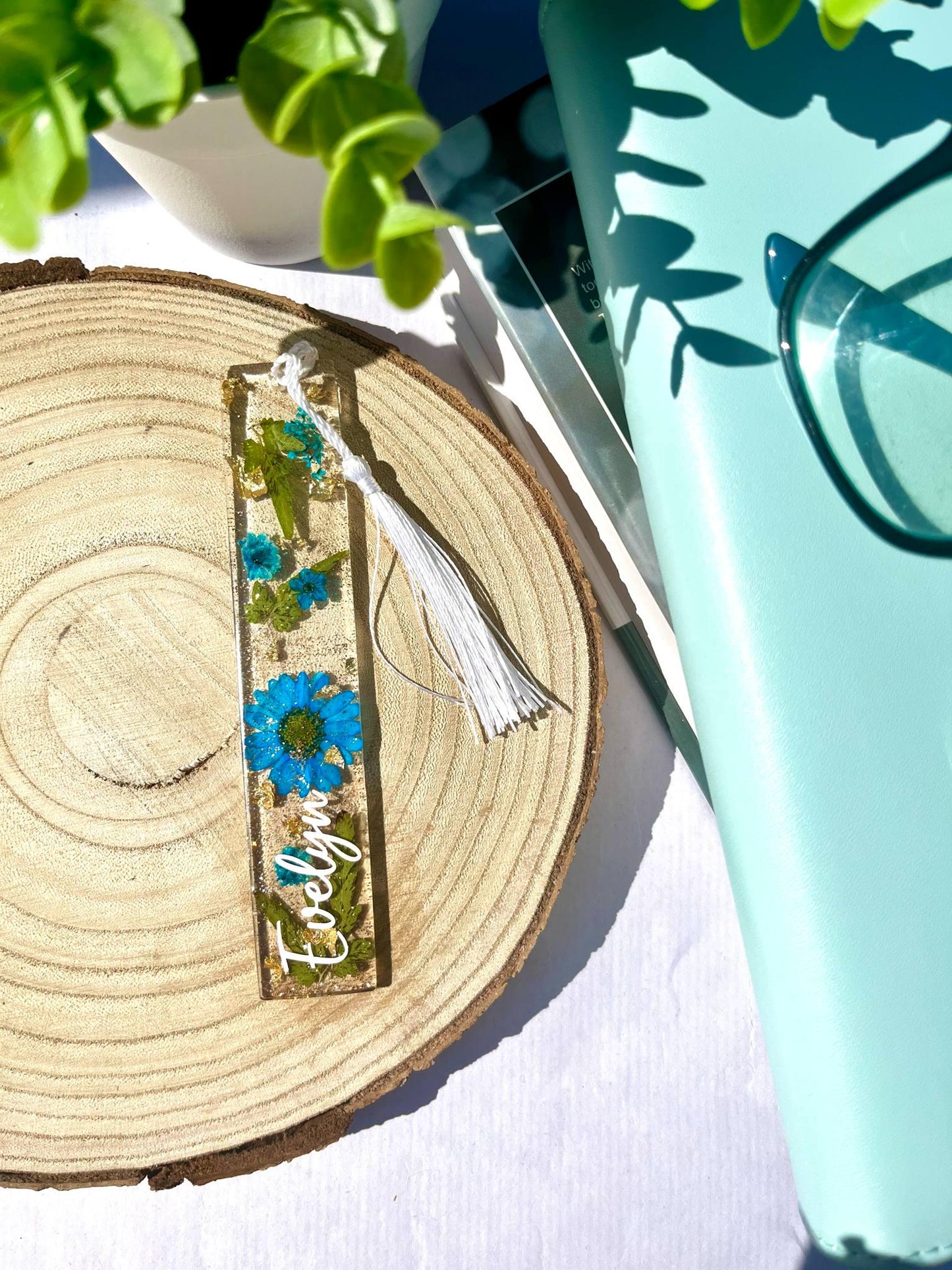 Personalised Resin Flower Bookmark