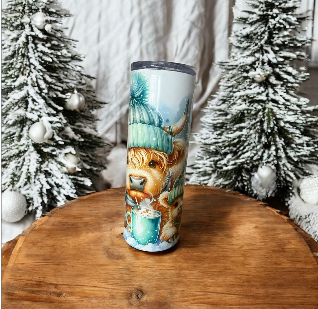 Winter Highland Cow Tumbler