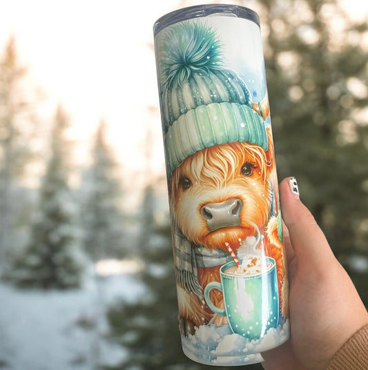 Winter Highland Cow Tumbler