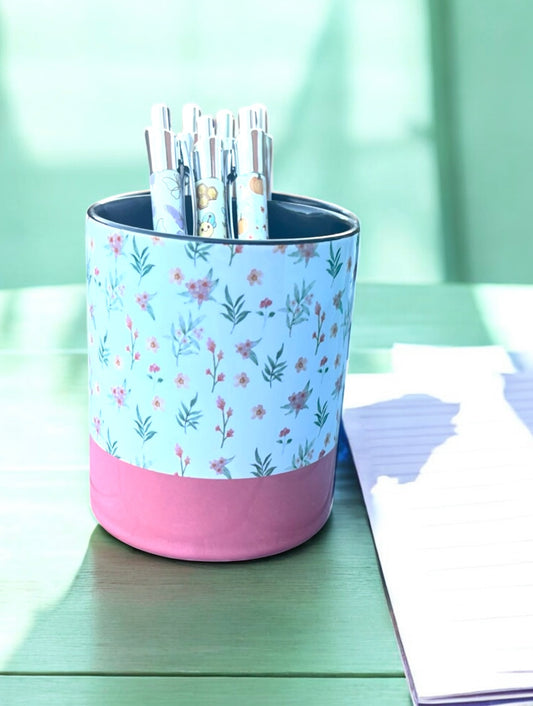 Pink Floral Pen Pot