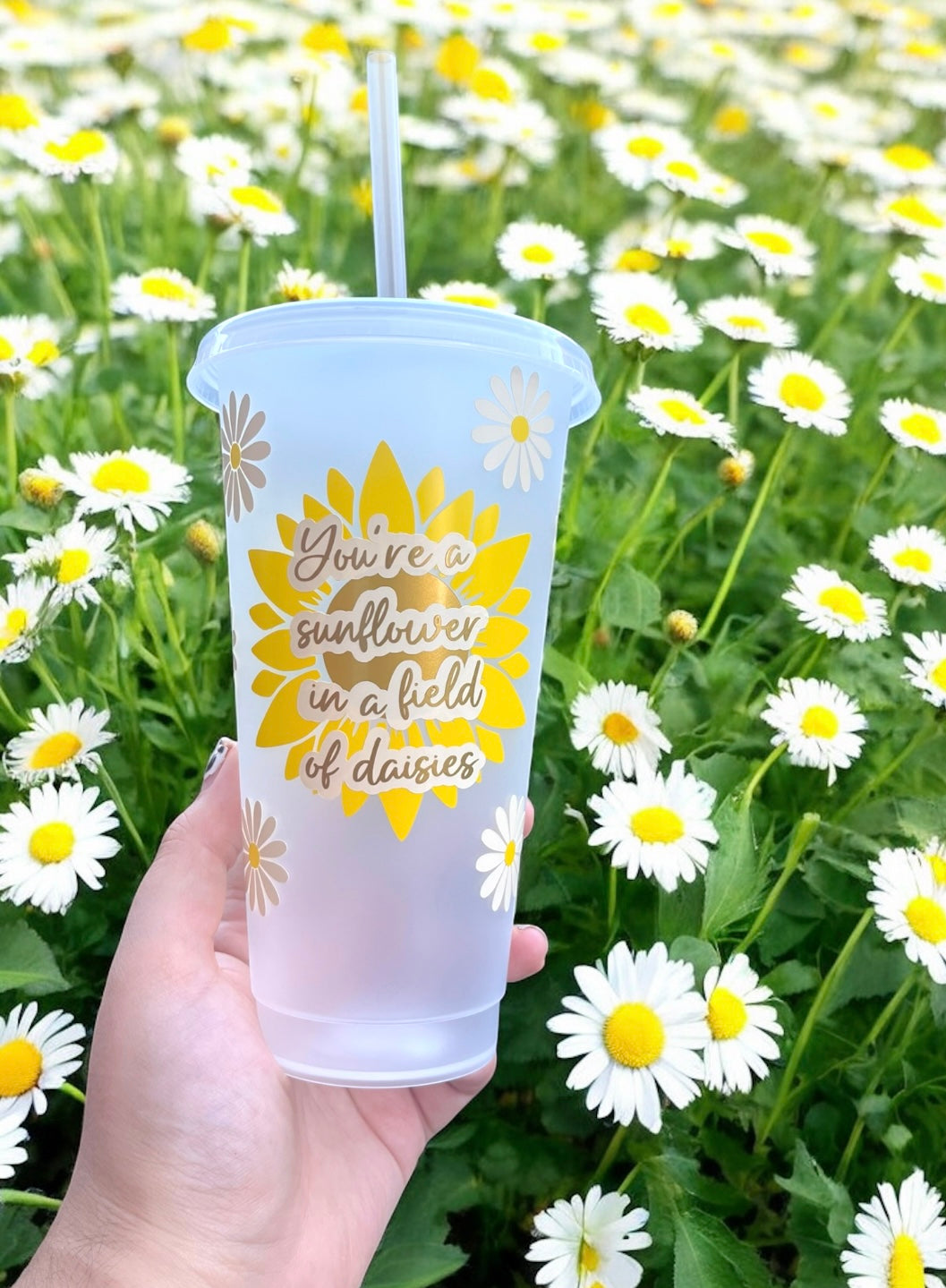 Sunflower In Daisy Field Reusable Cold Cup