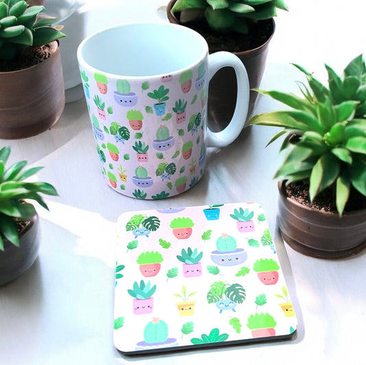 Cute Plant Mug & Coaster Set