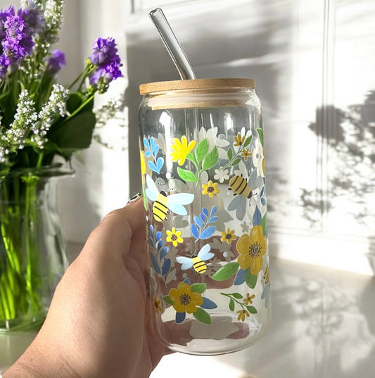Busy Bee Glass Can Bamboo Lid