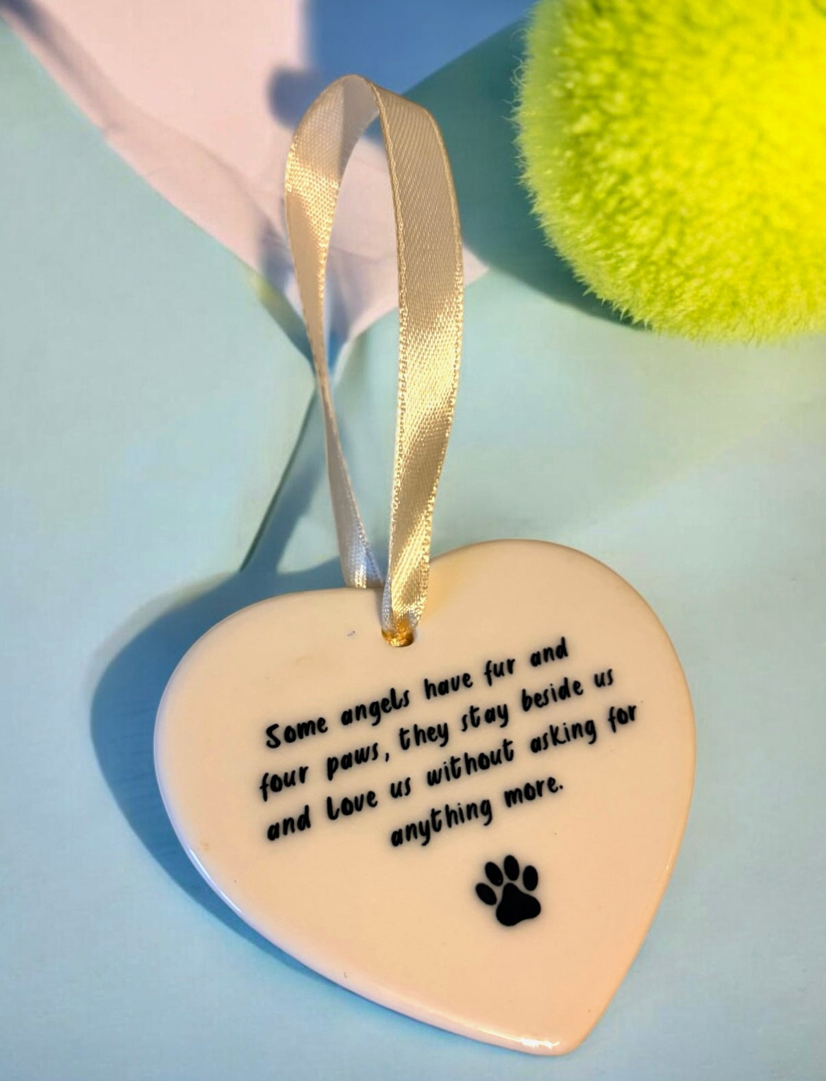 Pet Ceramic Heart Ornament - Some angels have fur