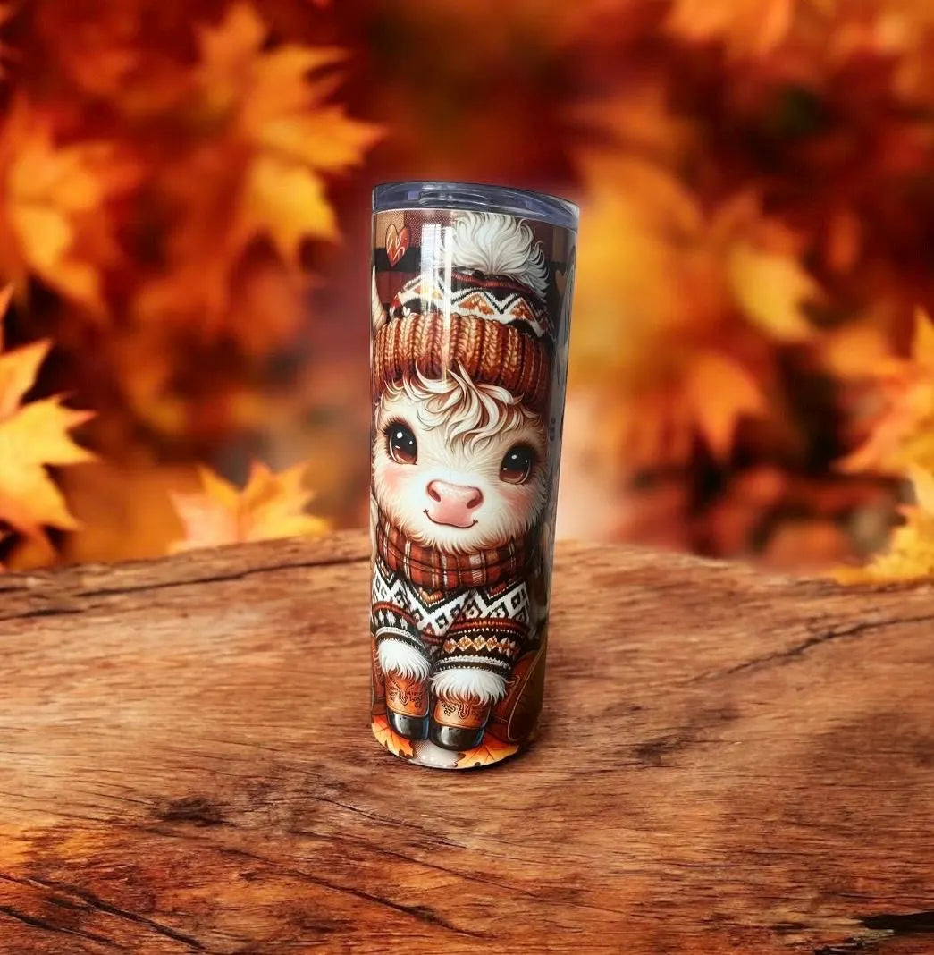 Autumn highland cow tumbler