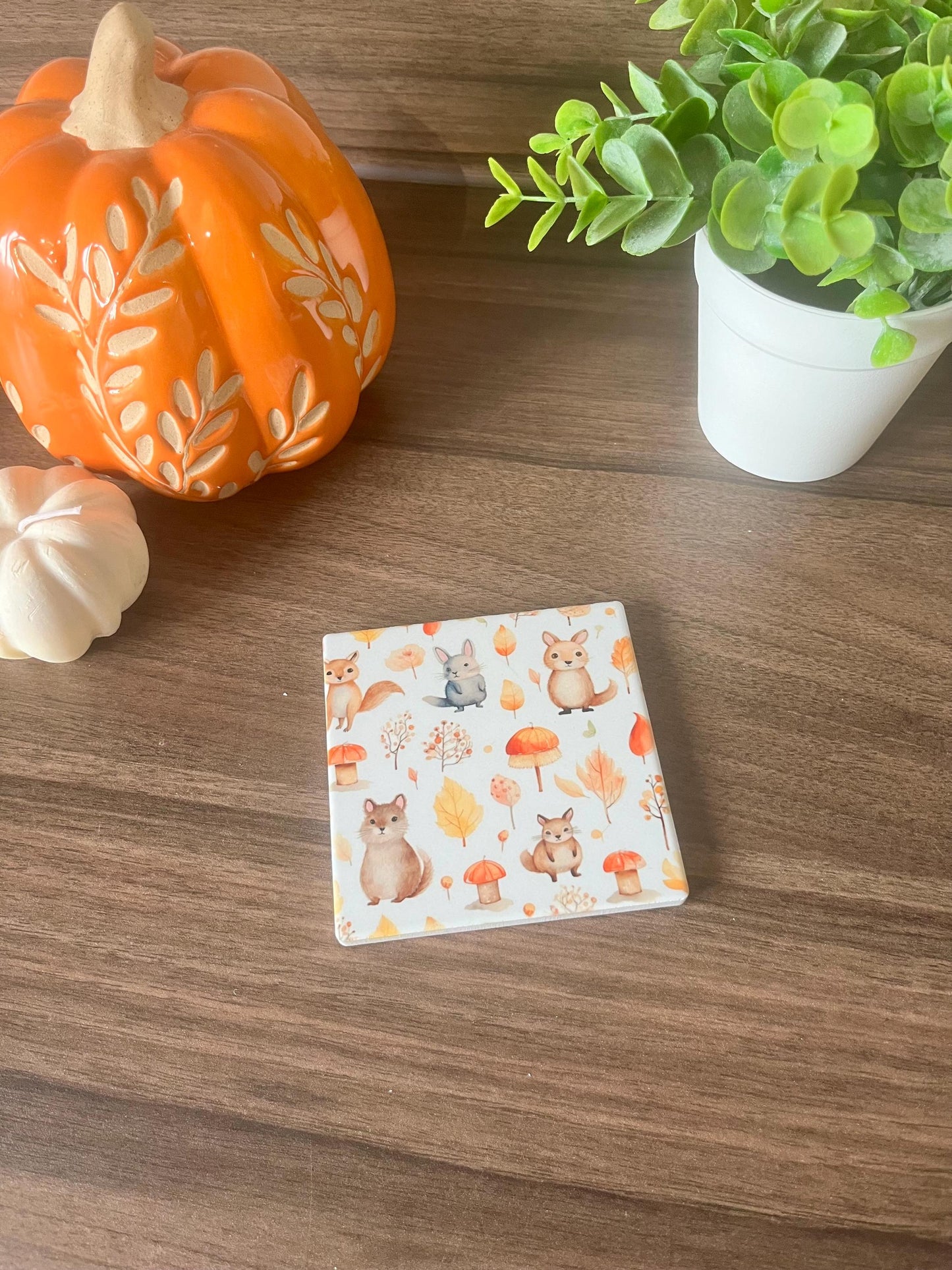 Autumn woodland Ceramic coaster