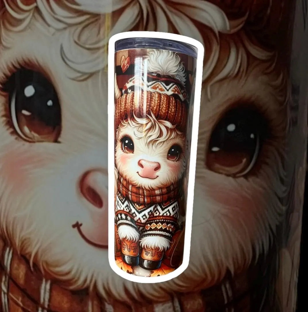 Autumn highland cow tumbler