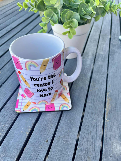 Teacher gift set - Mug, coaster & Bookmark