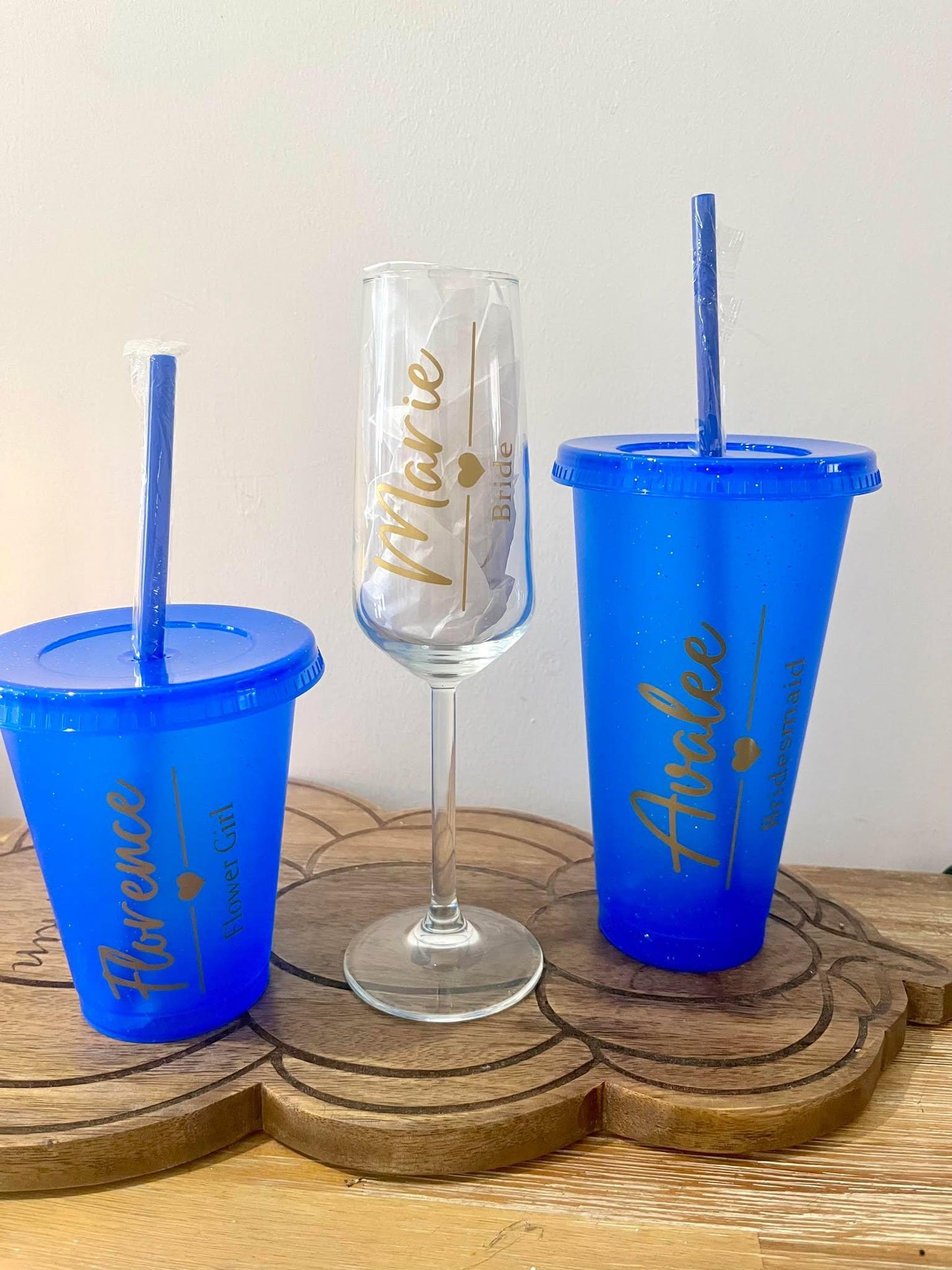 Personalised Bridal Champagne Glasses - Bridesmaid Glasses