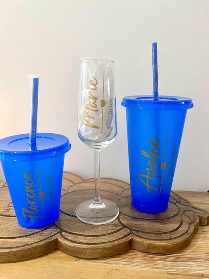 Personalised Bridal Champagne Glasses - Bridesmaid Glasses