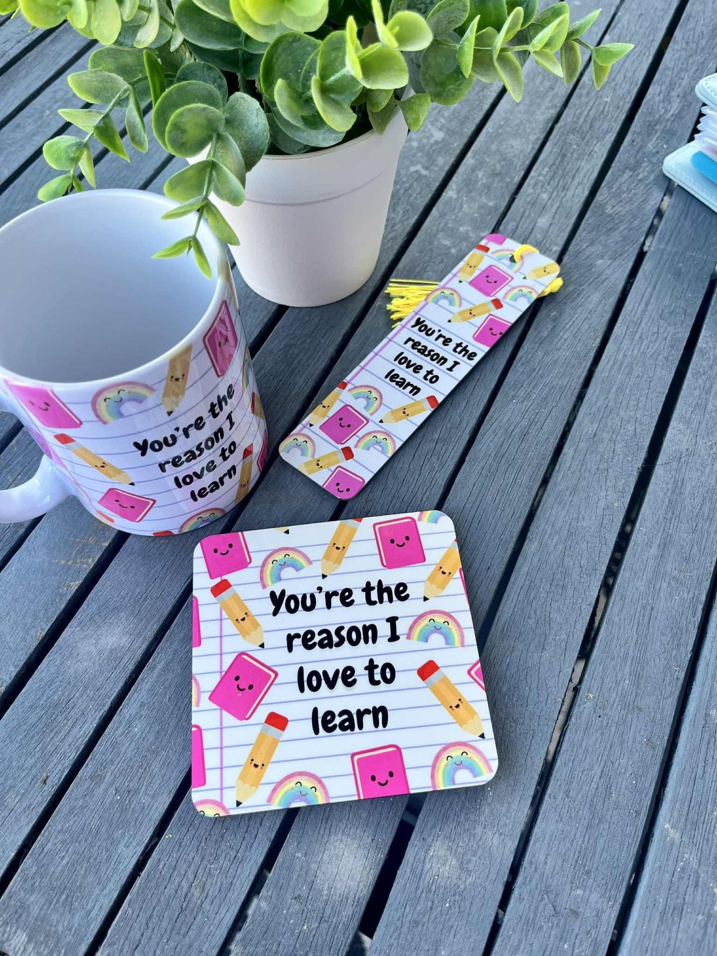 Teacher gift set - Mug, coaster & Bookmark