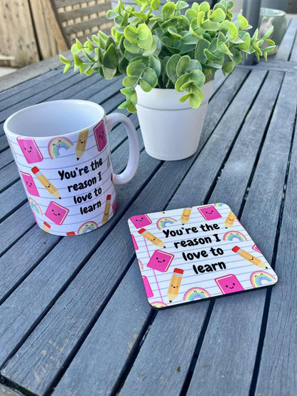 Teacher gift set - Mug, coaster & Bookmark