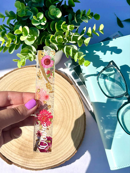 Personalised Resin Flower Bookmark