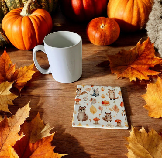Autumn woodland Ceramic coaster