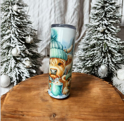 Winter Highland Cow Tumbler