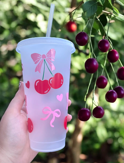 Cherry Bow Reusable Cold Cup
