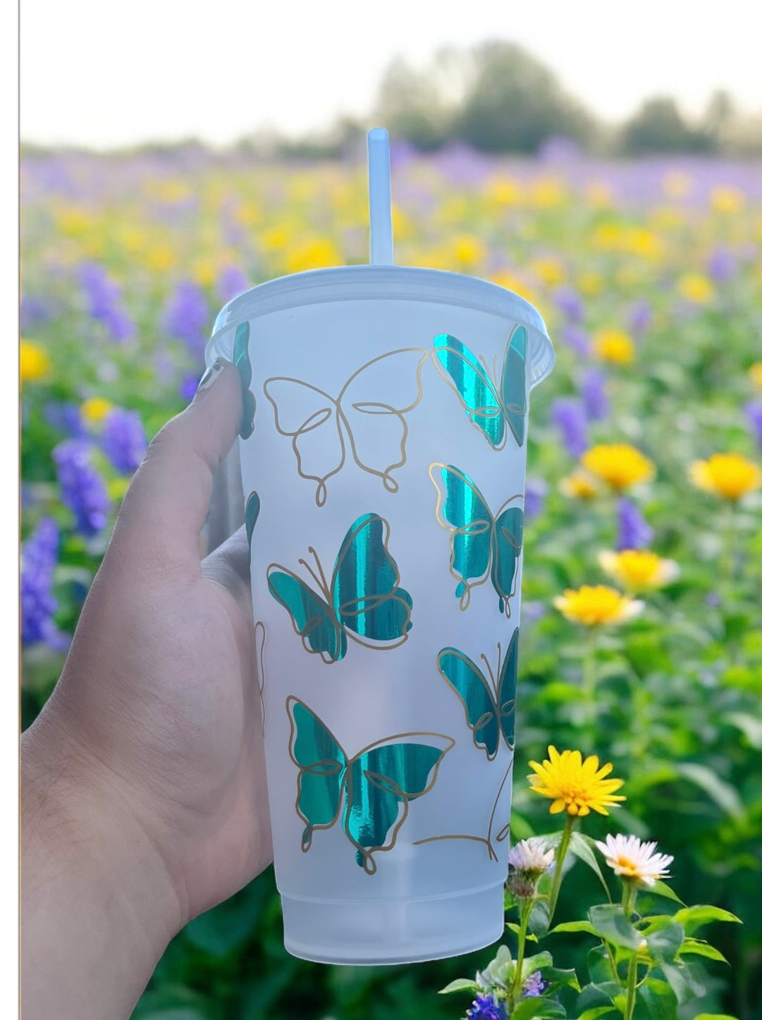 Blue Butterfly Reusable Cold Cup