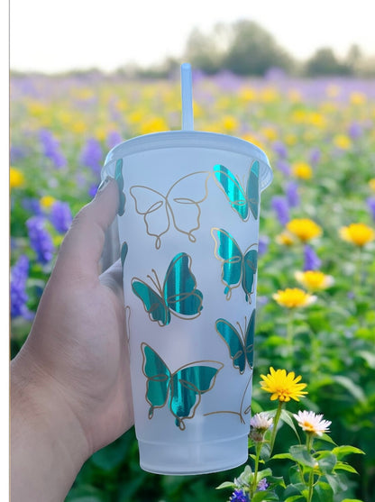 Blue Butterfly Reusable Cold Cup