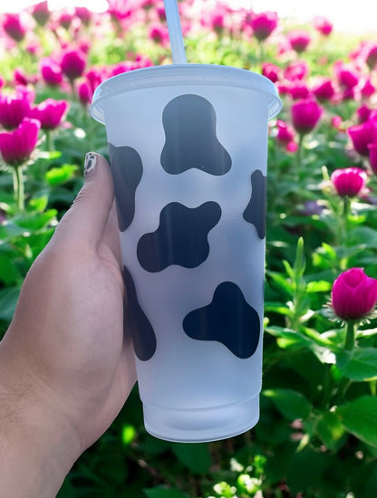 Cow Print Reusable Cold Cup