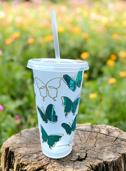 Blue Butterfly Reusable Cold Cup