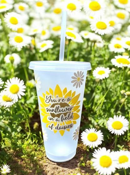 Sunflower In Daisy Field Reusable Cold Cup