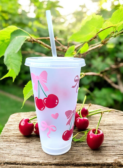 Cherry Bow Reusable Cold Cup