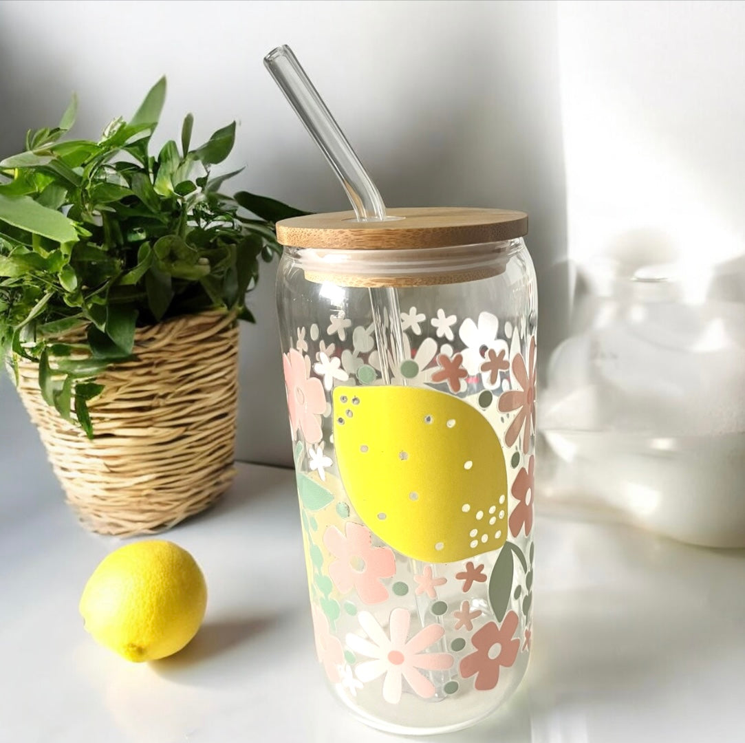Lemon Glass Can Bamboo Lid