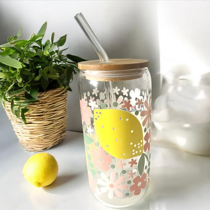 Lemon Glass Can Bamboo Lid