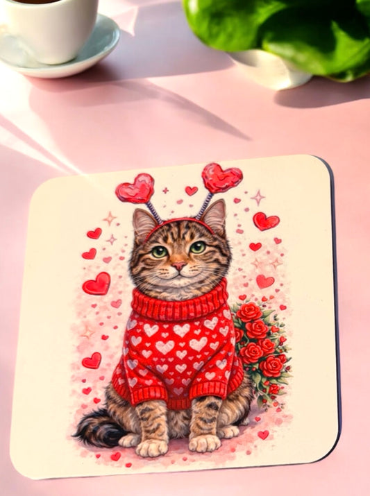 Cute Cat Valentines Coaster