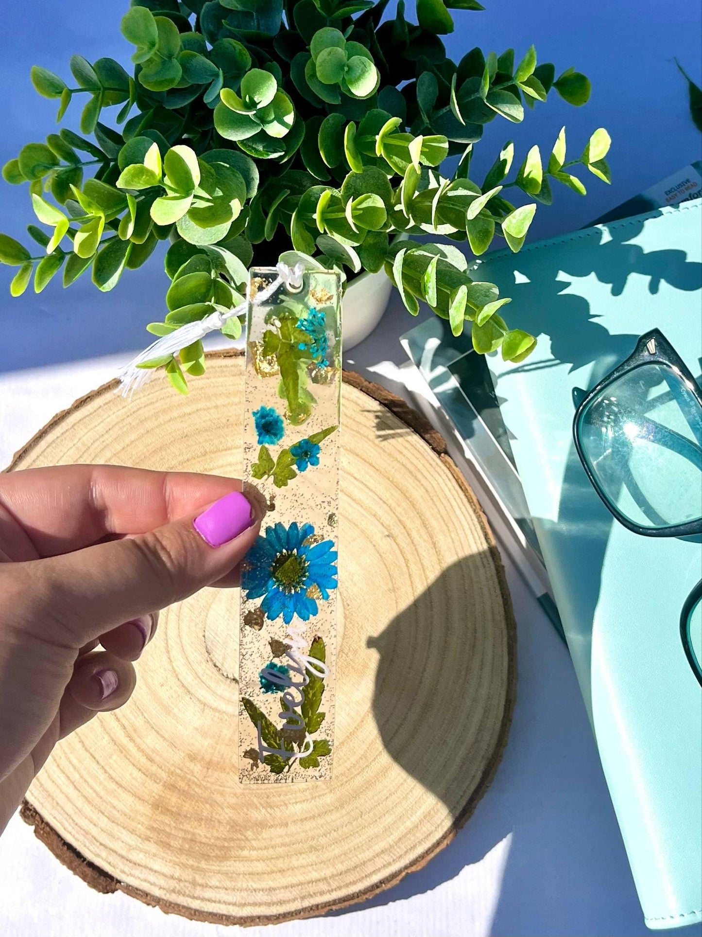 Personalised Resin Flower Bookmark