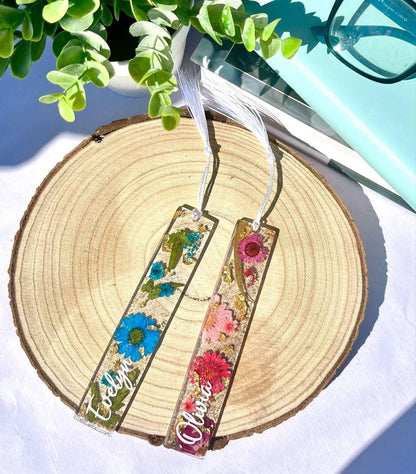 Personalised Resin Flower Bookmark