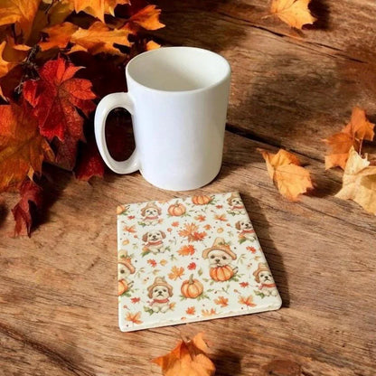 Autumn dog Ceramic coaster