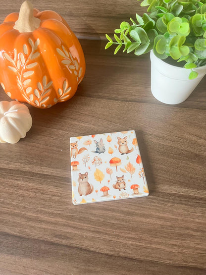 Autumn woodland Ceramic coaster